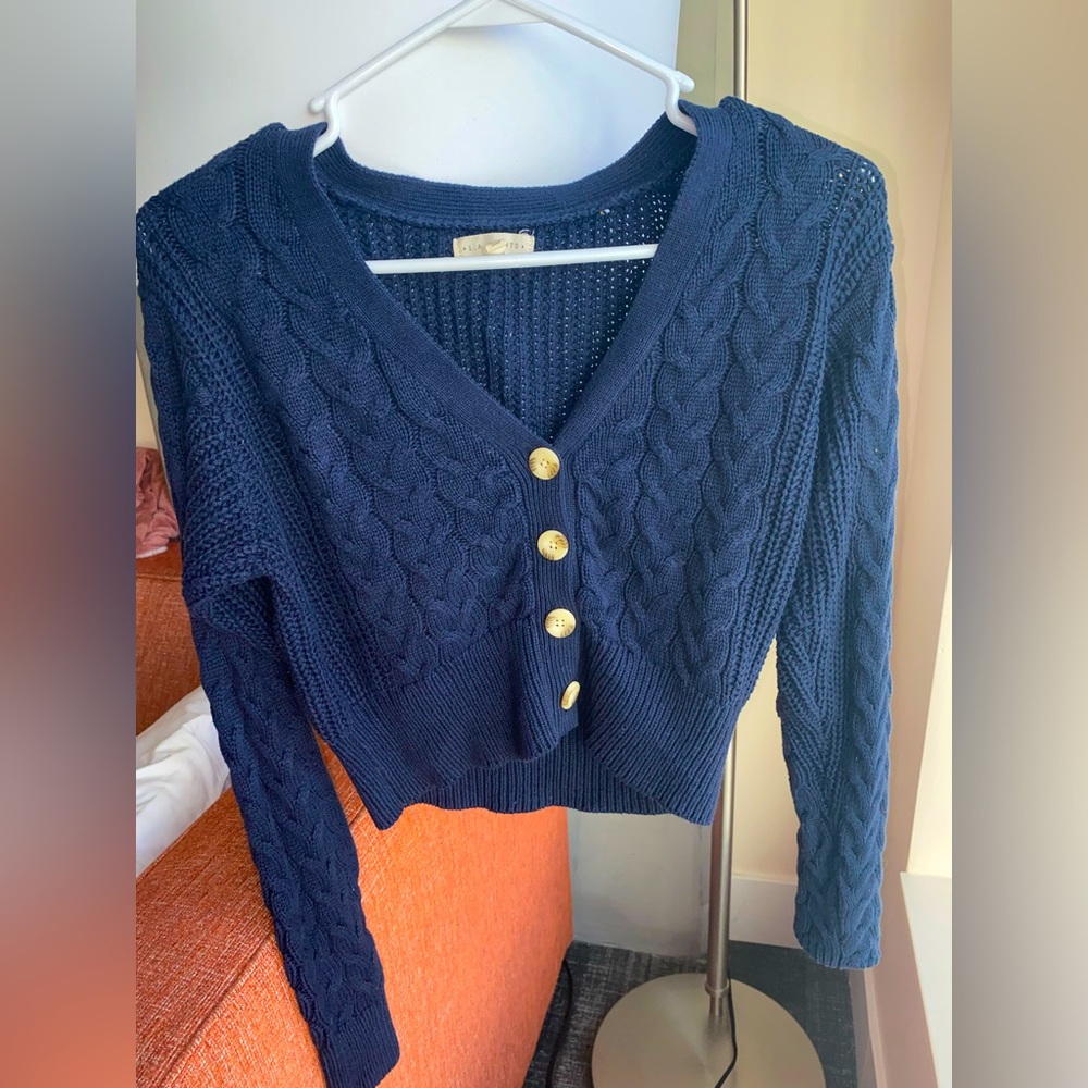 Women’s Blue Crop Sweater (Size S)